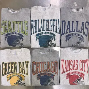 [Sale Up To 50%] Team  T-shirt – Retro Football Shield Graphic Crewneck Pullover Menswear Unisex