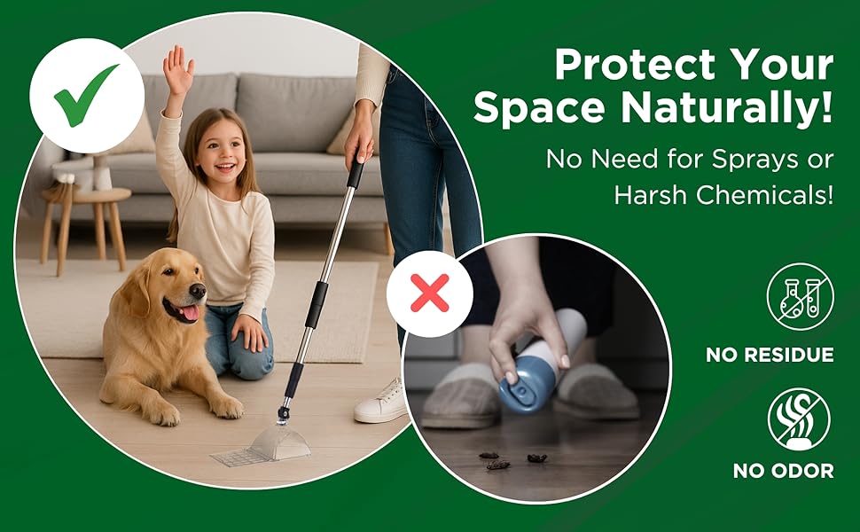 Bug Catcher Container & Extendable Stainless Steel Stick | See-Through Insect Trap for Spiders, Ants, Lizards | Humane Bug Catcher for Home | Educational Tool for Kids & Adults