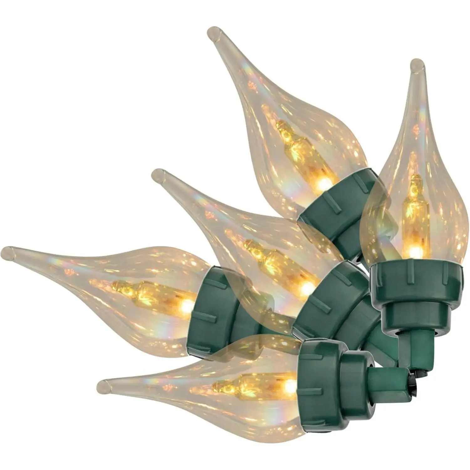 Tupkee Flame Tip Christmas Twinkle Lights, 50 Mini Bulbs with Teardrop Covers, 15.5 ft String, 8 Random Twinkling Bulbs, Indoor & Outdoor