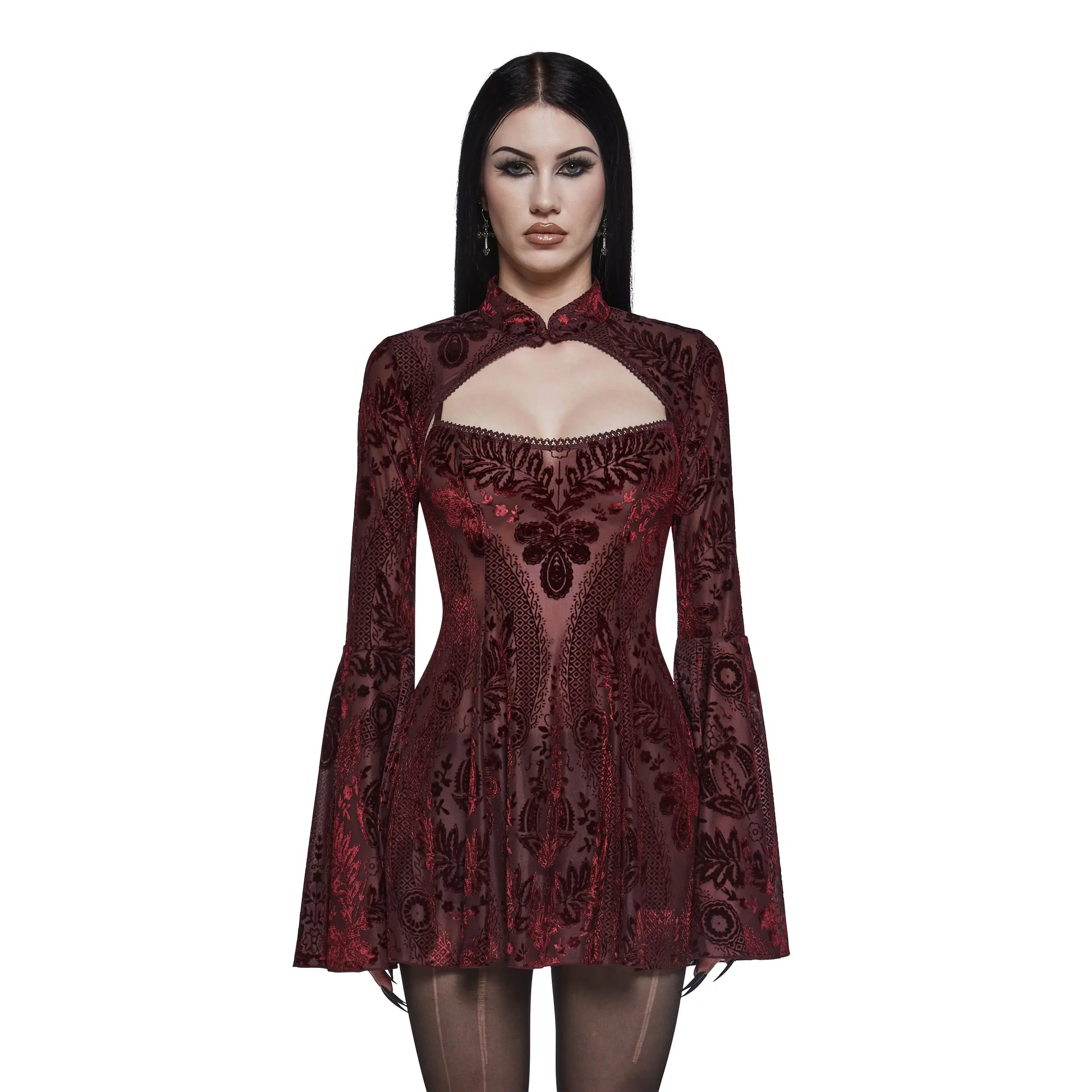 Druid’s Sister Mini Dress And Shrug Set - Wine Druid’s Sister Mini Dress And Shrug Set - Wine