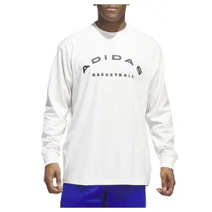 adidas Mens Select Crew Neck Long Sleeve Basketball Casual Tops Casual - White
