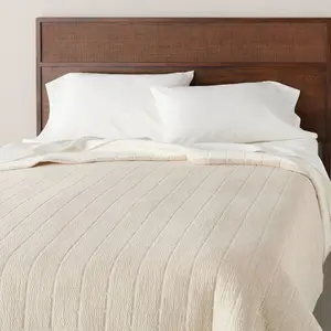 Full/Queen Textured Grid Quilt Beige - Hearth & Hand with Magnolia