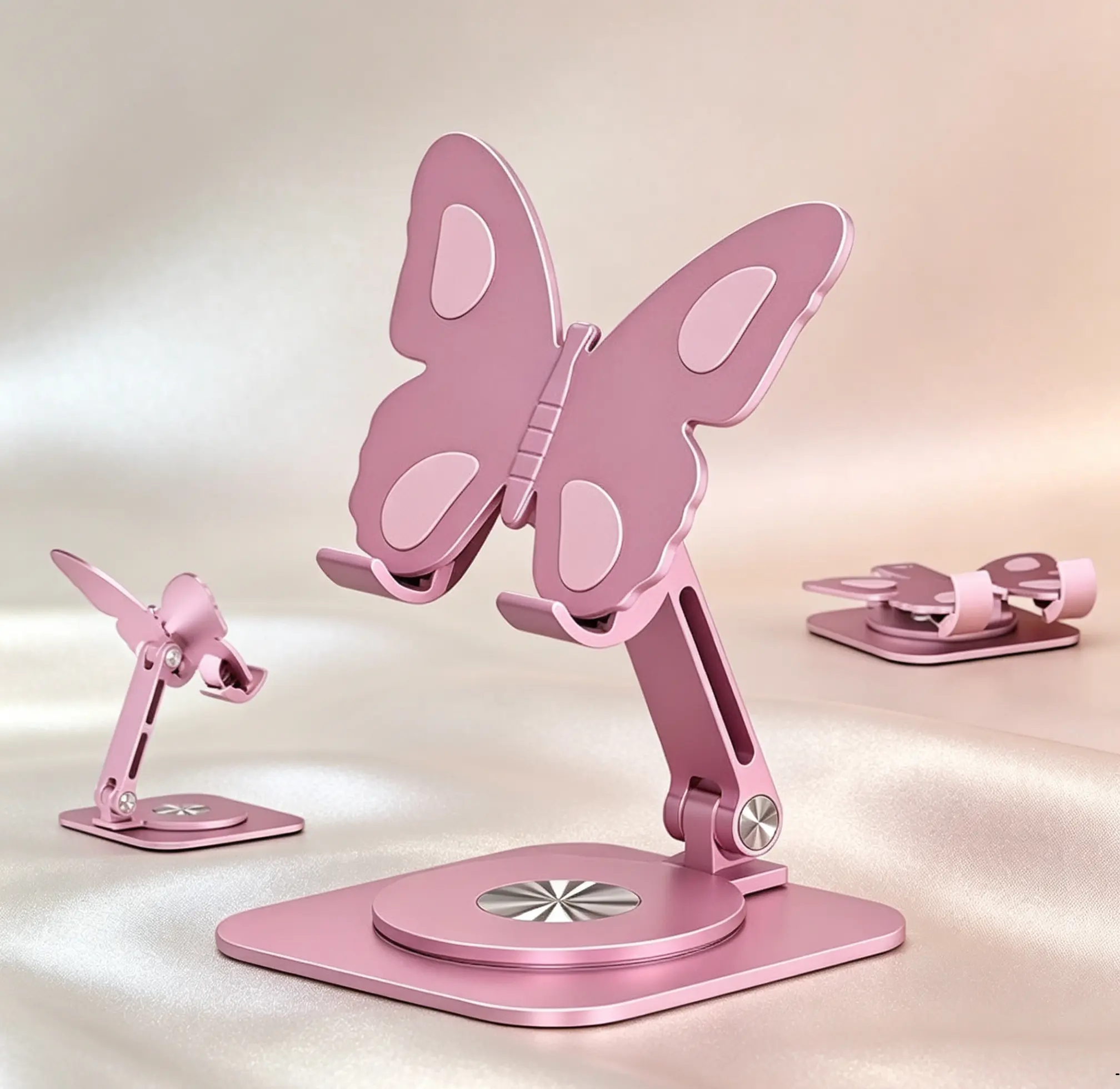 Butterfly Shape Phone Stand,360°Rotatable Aluminum Alloy Desktop Holder,Foldable Adjustable Portable Phone Bracket,Multi-Angle Universal Mount for Daily Use Aesthetic Room Decor Women Gift.love gifts