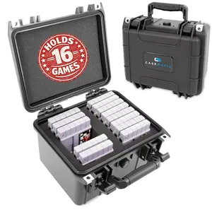 SNES Game Storage Case Compatible with 16 Nintendo SNES Cartridges – Waterproof Hard Shell SNES Game Case with Custom Foam Dividers