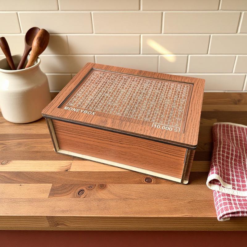 MONEYBOX Wooden - eco-friendly [biodegradable] box | Eco-friendly, sustainable design | Save up to $10,000 | stylish sturdy box | perfect for budgeting, financial planning and goal setting | perfect for teens, adults and families
