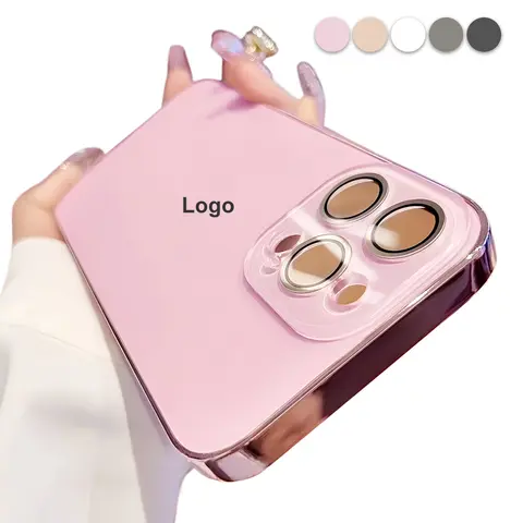 Full Camera Protection Plating Phone Case, Slim Shockproof Protection Cover for iPhone 17/16/15/14/13/12 Pro Max, Original Pink Casing