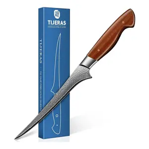 TIJERAS Fillet Knife 7 Inch - Professional Boning Knife for Meat Poultry Chicken Cutting, Fish Knives with Ergonomic Wood Handle, Birthday Gifts for Men Women