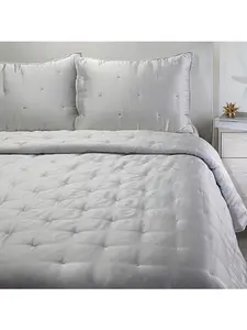 MarlaWynne Wynne Home 3-Piece Mist Gray Satin Quilt Set - Full/Queen