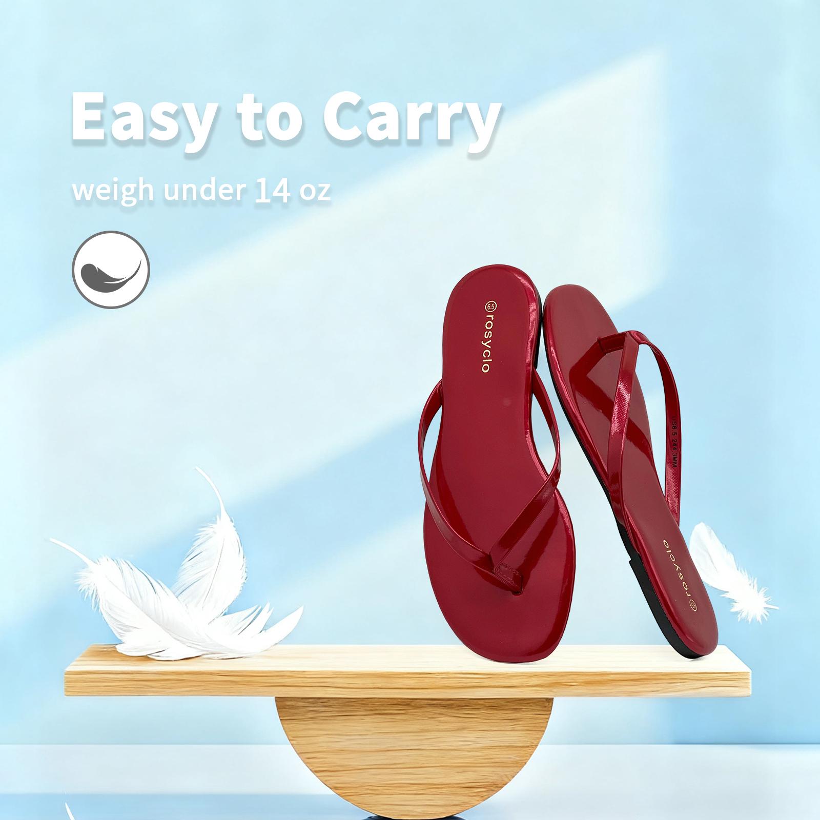 Lumubby Classic Women's PU Flat Flip-Flops Durable Slip-Resistant Slippers for Indoor Outdoor Beach Pool Use Square-Toe Design Mirror-Surface Finish Unisex Stylish Lightweight