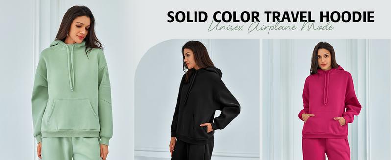 Attraco Travel Hoodie with Built-In Eye Mask Airplane Hoodies Soft Cotton with Pockets Sweatshirts for Women Airplane Model Clothes