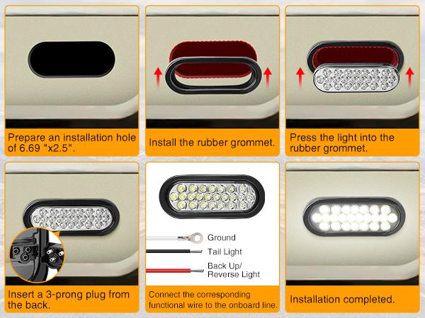 Nilight 6Inch Oval Trailer Tail Light 2PCS White 24LED Back Up Reverse Light w/Flush Mount Grommets Plugs IP67 Waterproof for 12V Truck ATV UTV Trailer Bus RV Camper Nilight 6Inch Oval Trailer Tail Light 2PCS White 24LED Back Up Reverse Light w/Flush Mount Grommets Plugs IP67 Waterproof for 12V Truck ATV UTV Trailer Bus RV Camper