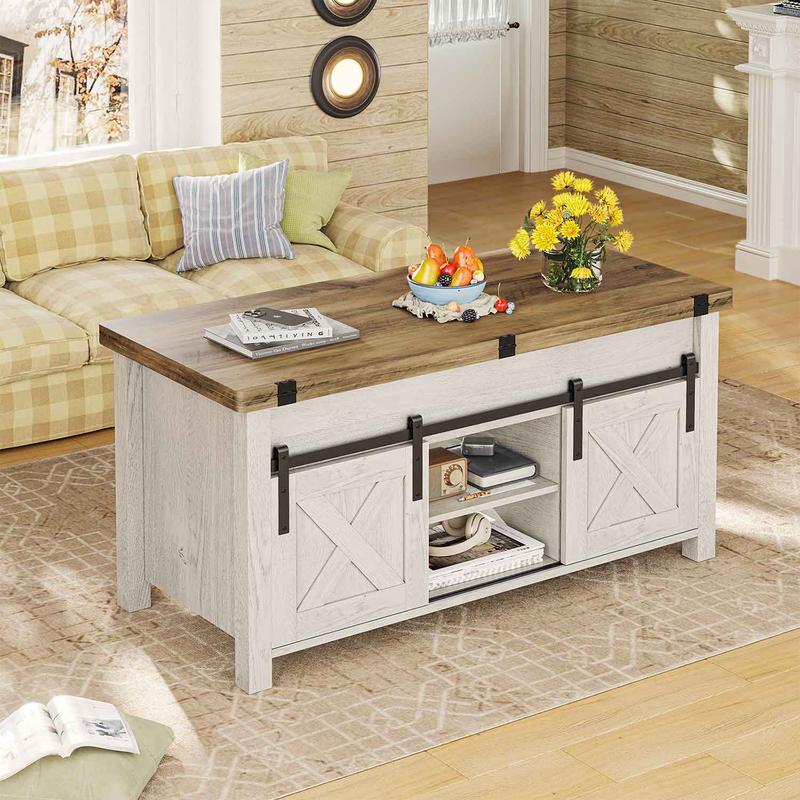 SEDETA Lift Top Coffee Table, 4 in 1 Multi-Function Convertible Coffee Tables with Storage and Hidden Compartment, Farmhouse Coffee Table Converts to Dining Table for Living Room
