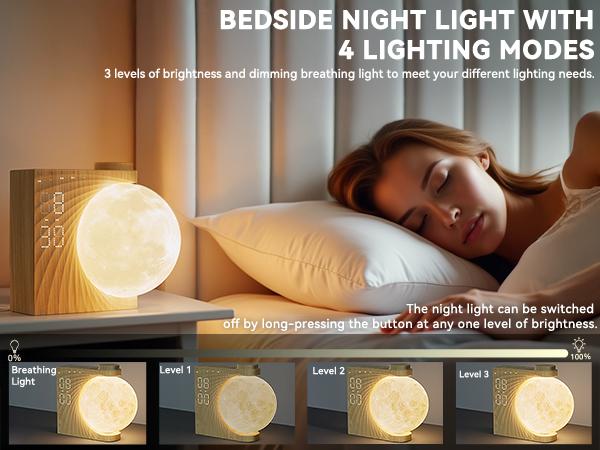 RETEYUNG Sunrise Alarm Clock with Moon Lamp, Home Decor, Digital Dimmable Bedroom Clock, 10 Sleep Sounds, Wake-Up Light, gift for girlfriend/boyfriend