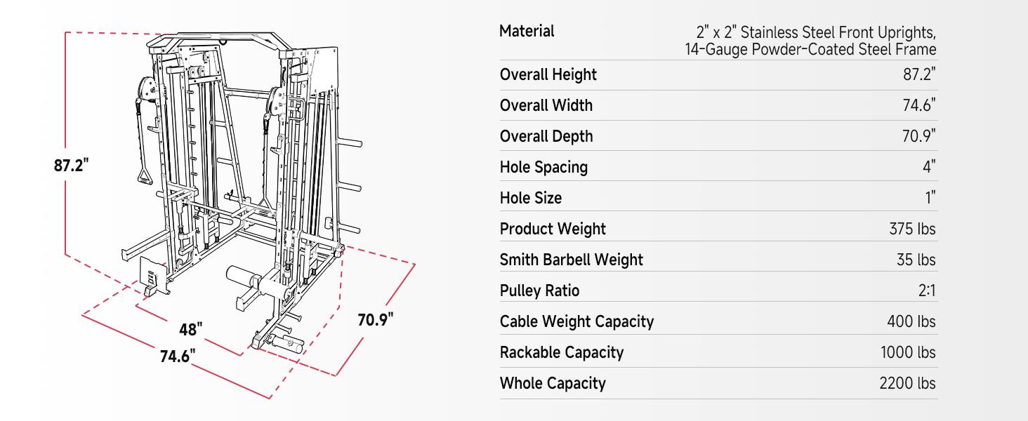 MIKOLO Smith Machine, 2200lbs Squat Rack with LAT-Pull Down System & Cable Crossover Machine, Training Equipment with Leg Hold-Down Attachment Home Gym Station Home Gym AdjustableMIKOLO SpringStatements