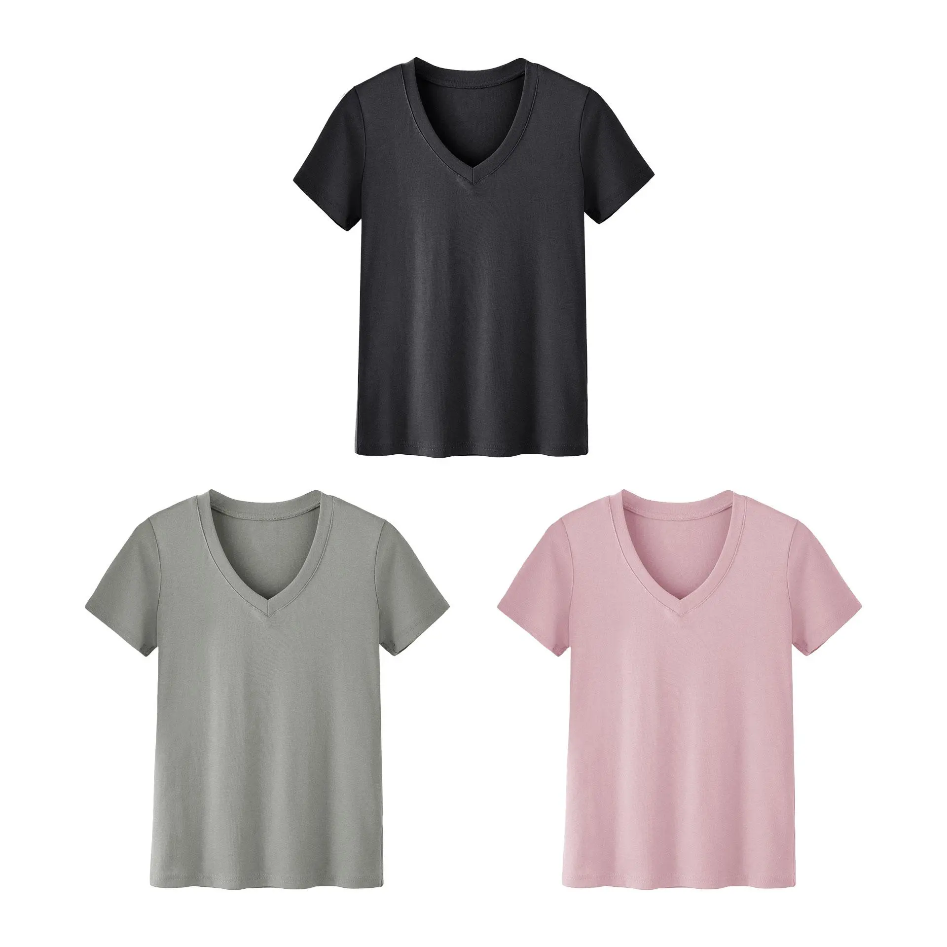 Showitty 3 Pack Short-Sleeve T-Shirts for Women, Plus Size Basic Comfortable V-Neck Casual Summer Clothes Loose Fit Top Spandex