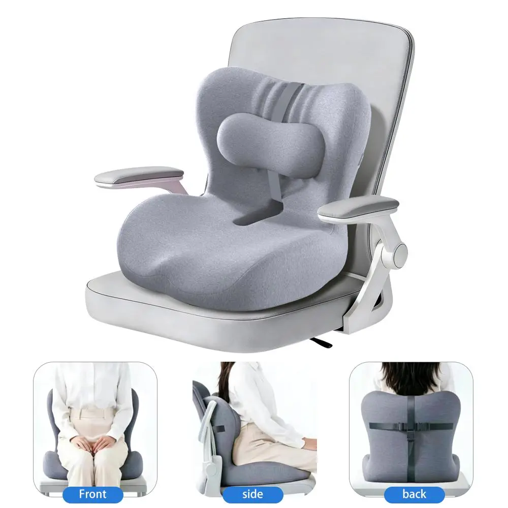 Ergonomic Coccyx Seat Cushion with Detachable Lumbar Pillow, Breathable Tailbone Pressure Relief Chair Cushion with Non-Slip Bottom for Office Chair, Car Seat, Gaming Chair & Long Sitting Comfort Suitable For Driving Drivers