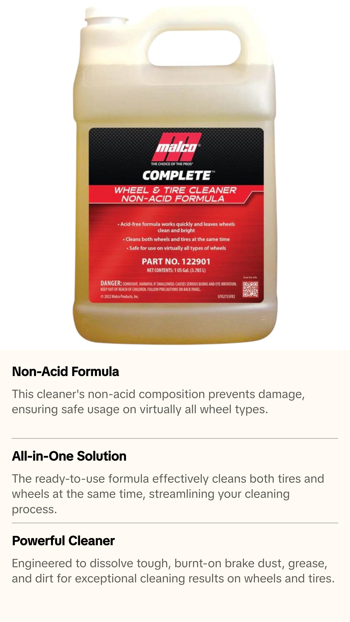MALCO COMPLETE™ WHEEL & TIRE CLEANER NON-ACID FORMULA