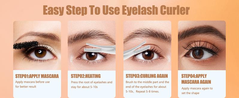 Heated Eyelash Curlers - 2 in 1 Clip - Type Heated lash Curler Electric Eyelash Curler LED Display 3 Temp Settings for Makeup Tools USB Rechargeable Natural Curling 24H Long Lasting