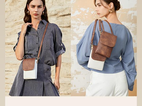 [Valentine's Day Gift] BOSTANTEN Vegan Leather Small Crossbody Bags for Women Designer Cell Phone Bag Wallet Purses Adjustable Strap