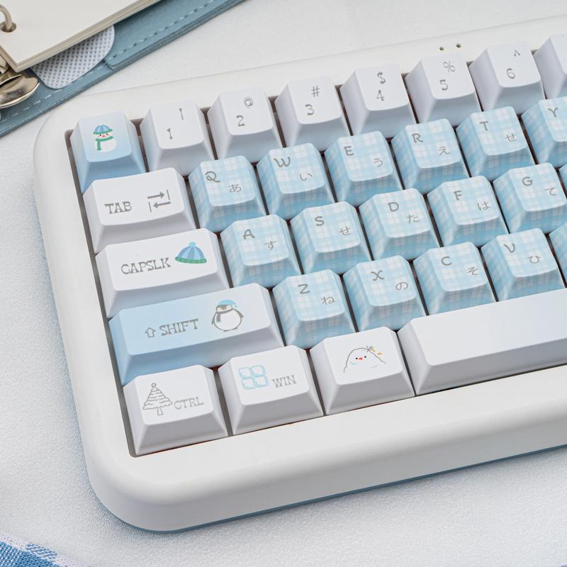 Ergonomic keycaps COOMICKEY Creamy Keycaps Set 145 Keys PBT Dye Sublimation Snowman Shape Blue Custom Keycap for 61/64/87/104/108 Cherry MX Switches ISO ANSI Layout Mechanical & Gaming Keyboard
