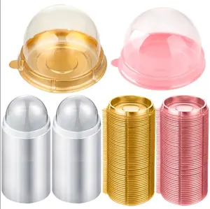 200PCS Clear Plastic Cupcake Boxes Mooncake Container, Mini Cake Containers, Individual Dessert Containers with Dome Lids, Mini Flan Container for Cheese Pastry Dessert summervibes
