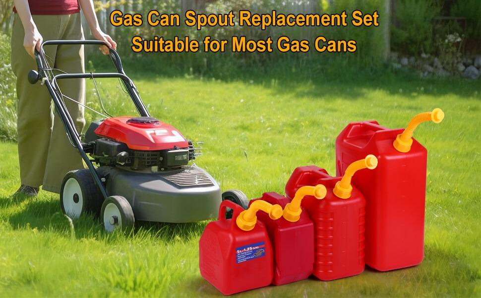 Gas Can Spout Replacement,Fuel Can Spout,Gas Tank Nozzle,Gas Can Nozzle,(3Kit-Yellow) with 3 Coarse Thread Caps & 3 Fine Thread Caps,Flexible Pour Nozzle Suitable,Built in Sealing Ring Prevent Leakage