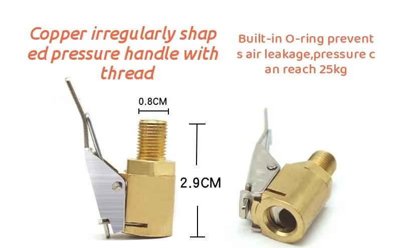 Tire Air Chuck with Clip Adapter, Brass Locking Tire Inflator Hose Adapter, Car Tire Inflator Nozzle Connector for Vehicle, Automotive Tire Inflator Tire Air Chuck with Clip Adapter, Brass Locking Tire Inflator Hose Adapter, Car Tire Inflator Nozzle Connector for Vehicle, Automotive Tire Inflator