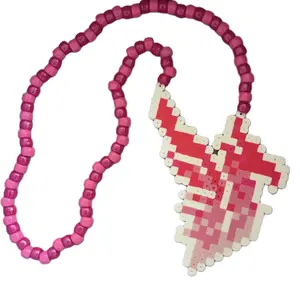 Pink Illenium Rave Kandi Perler Necklace – Ombré Pink Kandi Bead Necklace for EDM Raves And Festivals