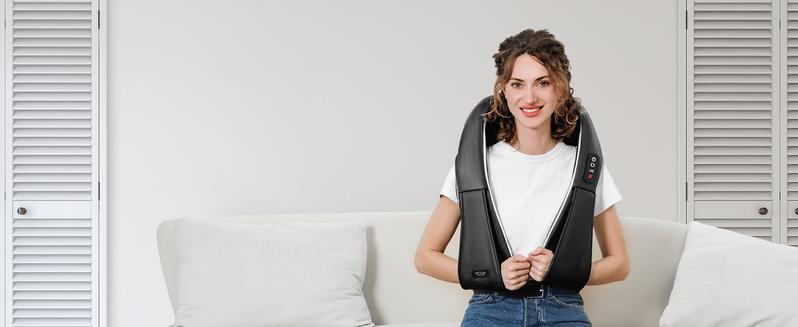 Alljoy Shiatsu Back and Neck Massager with Heat, Adjustable for Men, Women, Mom, Dad, Gift for Valentine's Day, Comfortable Neck Massage