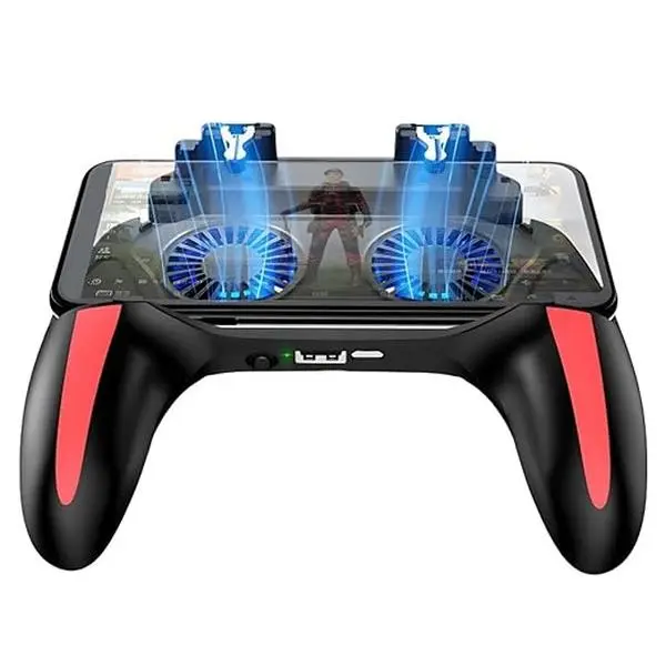 5-in-1 Mobile Game Controller with 5000mAh Power Bank & Dual Cooling Fans, L1R1 Triggers Gaming Grip for PUBG/Call of Duty, Compatible with 4.7-6.5" iOS/Android Phones