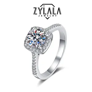 [004] 0.5/1.0/2.0ct Lab-Created Moissanite Ring Luxury 4-Prong Setting 925 Sterling Silver Promise Ring Engagement Wedding Jewelry For Bride Noble Chrismas Gift