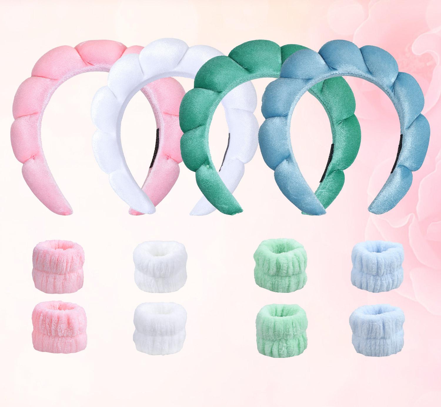 GOOGOO Bubble Skincare Headbands with Face Wash Wristbands for Women and Teen Girl, Spa Headband and Wristband Set,for Makeup and Skin Care#Greenish#TikTokShopSpringGlowUp