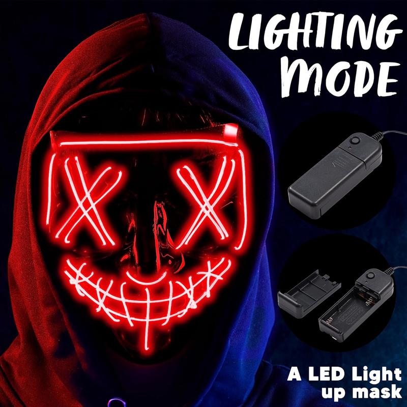 LED Halloween Mask with 4 Lighting Modes, Scary Spooky Mask for Festival Cosplay, Halloween Costume Masquerade Parties, Carnival, Gifts