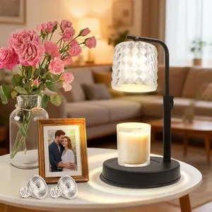 Candle Warmer Lamp with Timer Dimmer, New Year Christmas Birthday Gifts for Mom Women Sister, House Warming Gifts, Fall Decorations for Office Room Home Decor, Adjustable Vintage Clear Wax Melt Warmer