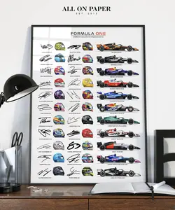 [Sale up to 30%] + [FREE SHIP] + [NO FRAME] 2026 2025 World Championship Helmets Cars Poster - Mercedes Red Bull Ferrari Gift