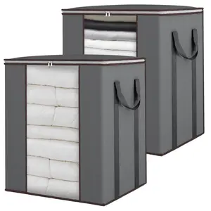 2 pack Extra Large Blanket Storage Bags Foldable Blanket Storage Bags with Zippers Blanket Clothes Organization and Storage Containers for Clothing, Sweater, Comforter, Bedding