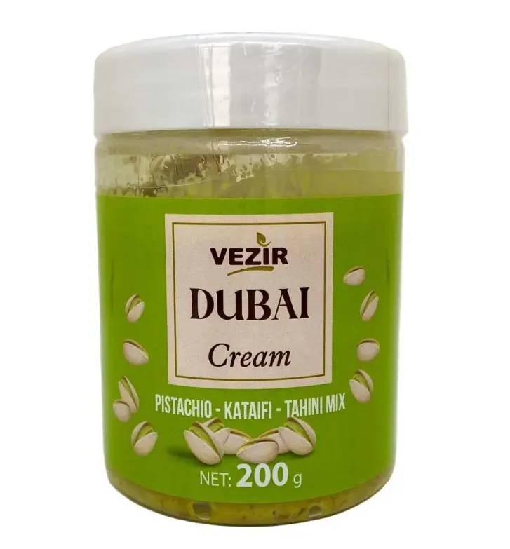 Sweet Dubai Dip Pistachio Crunch Cream Spread - Nutty Pistachio Cream & Tahini Mix with Crunchy Kataifi, Room Temp Ready for Cakes & Desserts