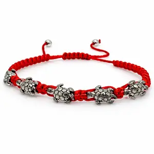 Re Braided Turtle Bracelet Anklet with Silver Tone Beads Macramé Adjustable Cord for Stylish Festival Beach Casual Vacay Accessory