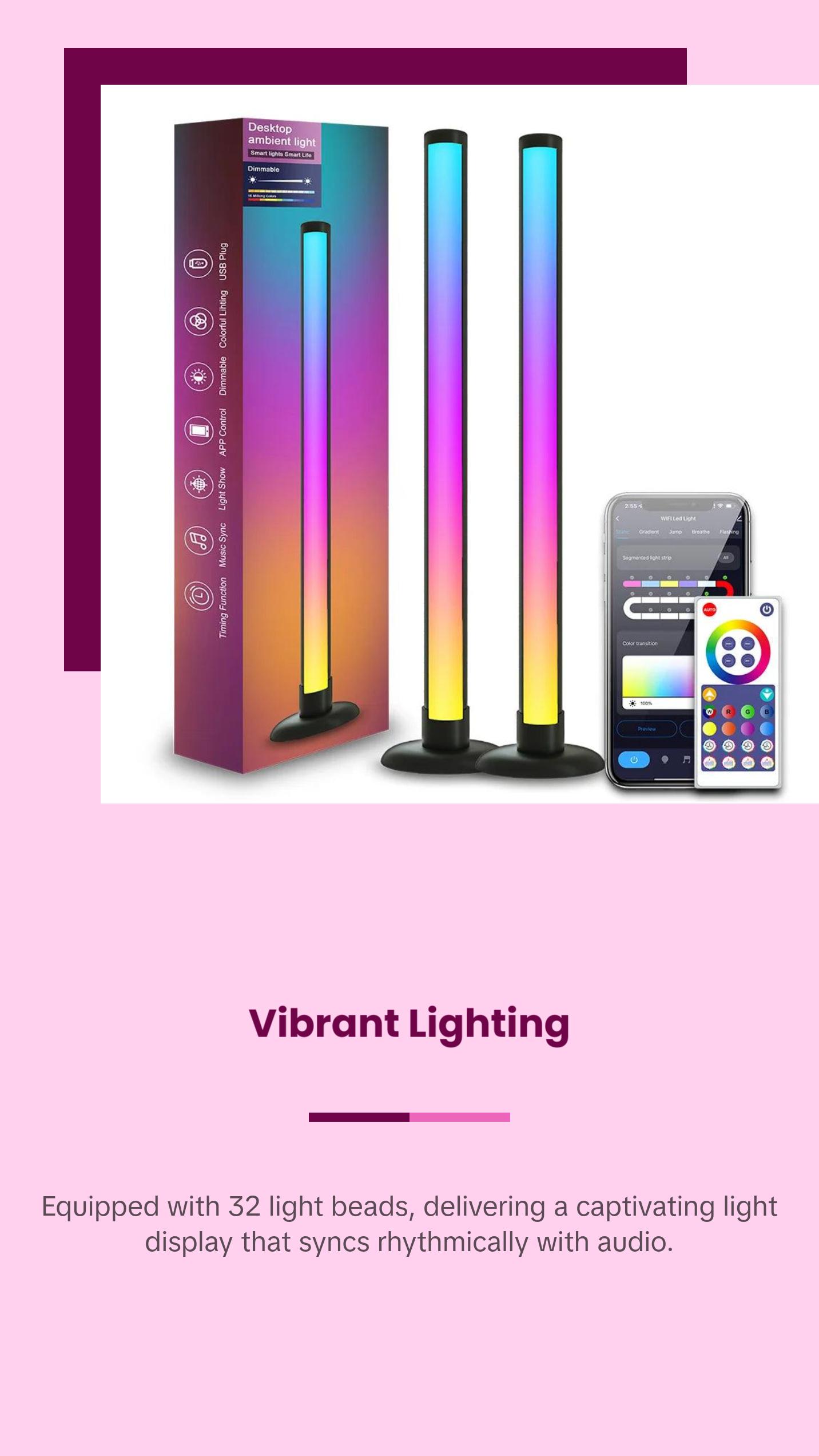 Beat Sound Activated Gaming RGB LED Lights Bluetooth