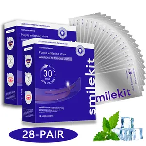Teeth Whitening Strips, 28 Pairs, Purple Tooth Whitening, Combining Whitening and Colour Correction, Teeth Whitening Kit, Whitening Strips, Peroxide Free (Enamel Safe Teeth Whitener for Coffee, Wine, and Other Stains)