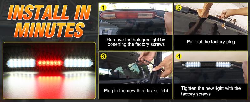 Nilight Third Brake Light Tail High Mount 3rd Stop Cargo Reverse Lights Smoked Lens Compatible with Ford F150 1997 1998 1999 2000 2001 2002 2003 F-150 Heritage 2004 Pickup Truck Rear Cab Lamp