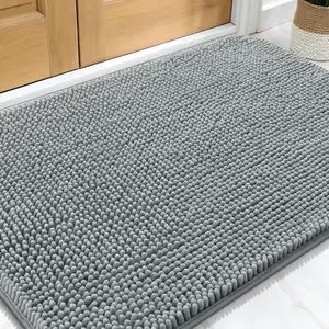 Ultra-Absorbent Chenille Dog Door Mat – Non-Slip, Washable Indoor Entryway Rug for Muddy Paws – Quick-Drying Mud Mat (30" x 20", Grey) OLANLY