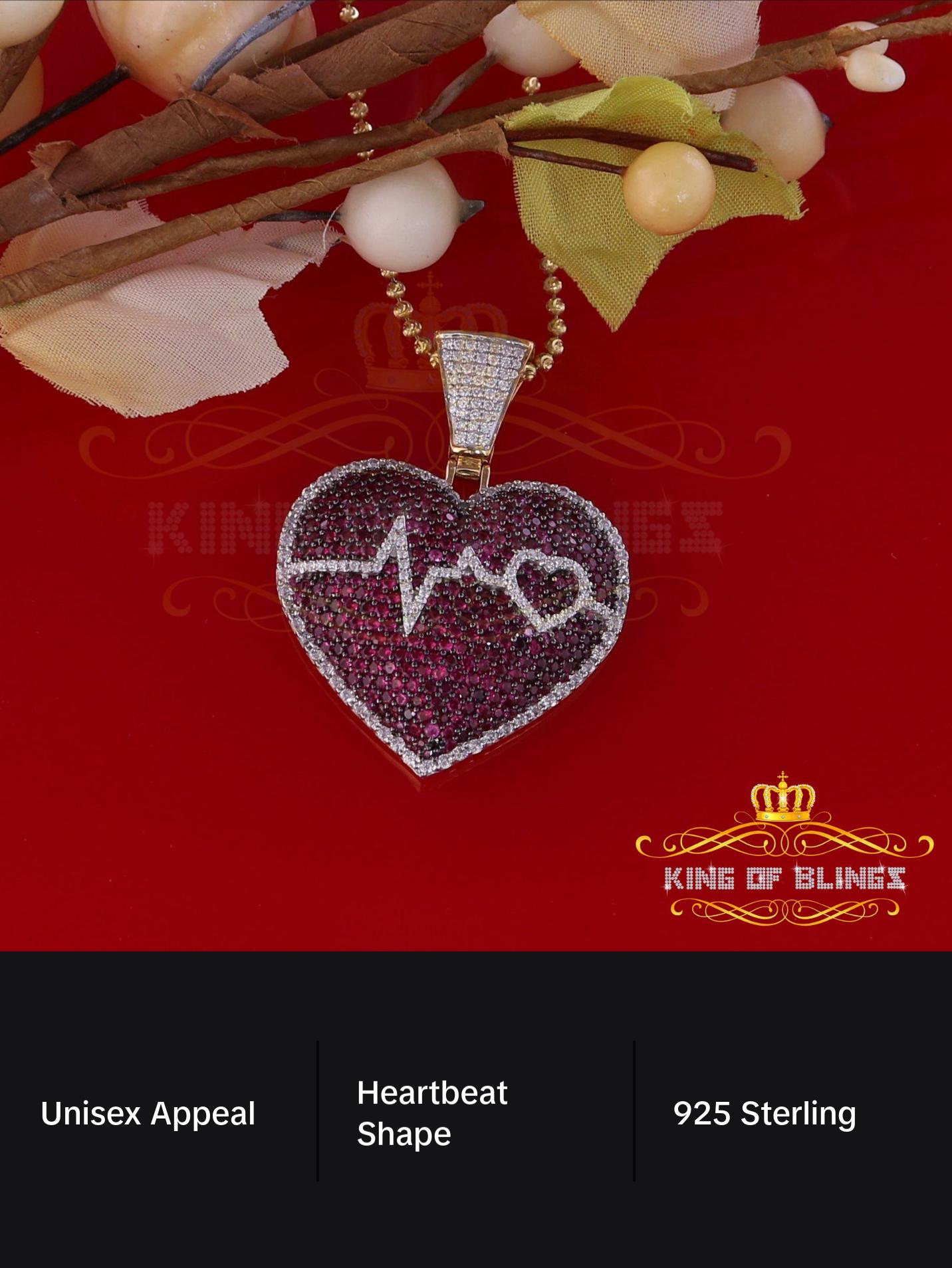 King Of Bling's Black Stone 925 Yellow Sterling Silver HEART BEAT Pendant with11.74ct Cubic Zirconia King Of Bling's Black Stone 925 Yellow Sterling Silver HEART BEAT Pendant with11.74ct Cubic Zirconia