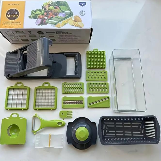 16-in-1 Multifunctional Vegetable Chopper Garlic & Onion Grater Kitchen Slicer with Auto Off Feature for Efficient Cooking