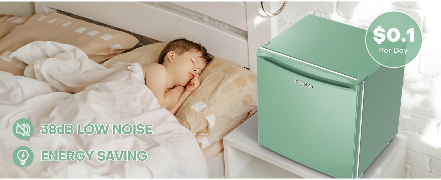 Upstreman mini fridges 1.7 Cu Ft with Freezer FR17 Adjustable Thermostat Energy Saving Low Noise Single Door Compact Refrigerator for Dorm Office Can Bedroom green fridge mini  brands Small pantry drink fridge skincare fridge Portable