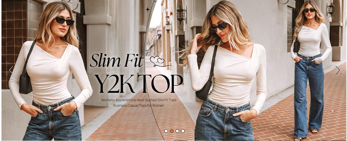 ZESICA Women's Long Sleeve Asymmetrical Neck Ruched Slim Fit Shirts 2025 Fall Fashion Casual Tee Going Out Tops