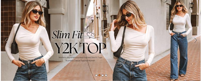 ZESICA Women's Long Sleeve Asymmetrical Neck Ruched Slim Fit Shirts 2025 Fall Fashion Casual Tee Going Out Tops