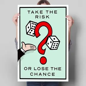 Take The Risk Or Lose The Chance Sign, 1 Count Casino Themed Desktop Plaque, Home Decor Sign for Home Office Decoration