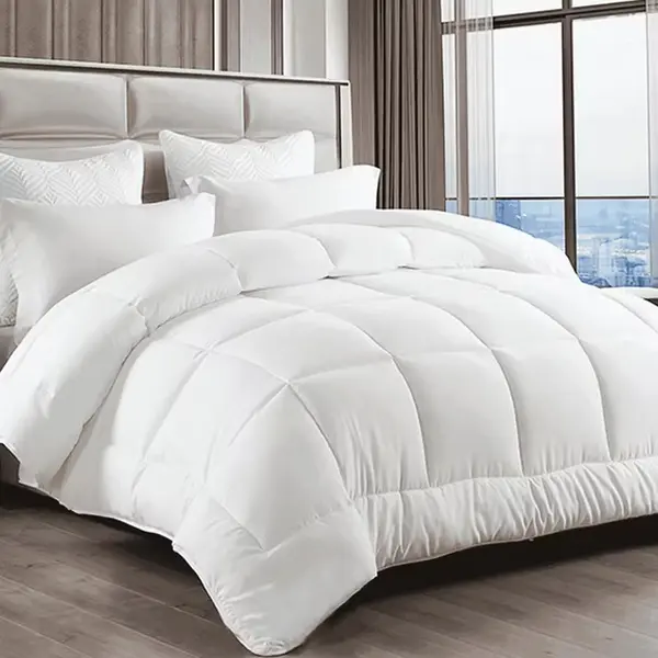 【Back to School】Luxury Look Down Alt. Duvet Insert Queen Size (88x88in) - All-Season Duvets, Cooling Bedding, Breathable Soft Lightweight Quilted Bedding Blanket with 8 Corner Tabs (White), Warm