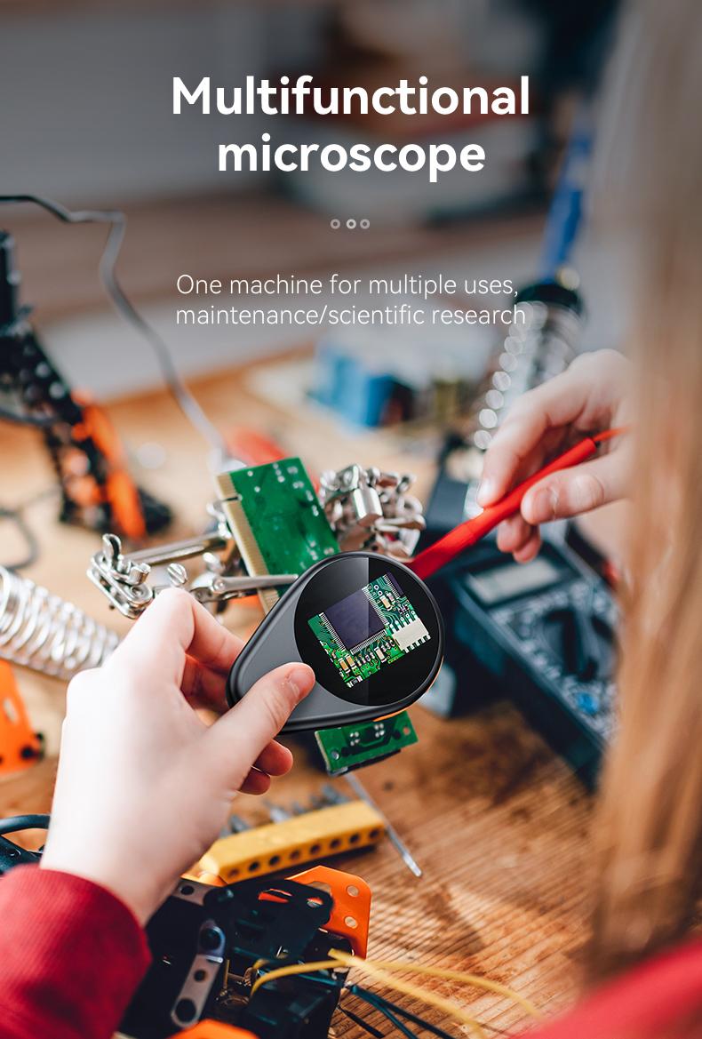 INSKAM 2025 Upgraded Portable Handheld Magnifying Glass,2.0 Inch Glass with 500x Magnification, 200W Pixel, Built-in 8 LEDs, Compatible with Windows & Mac OS Office Gadgets Gift for men